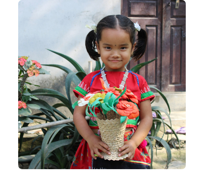 Nepal Girl holding Flowers Nepal Girl holding Flowers